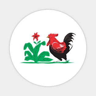 rooster and flower Magnet